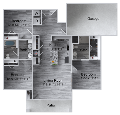 the floor plan for a two bedroom apartment at The La Ventana